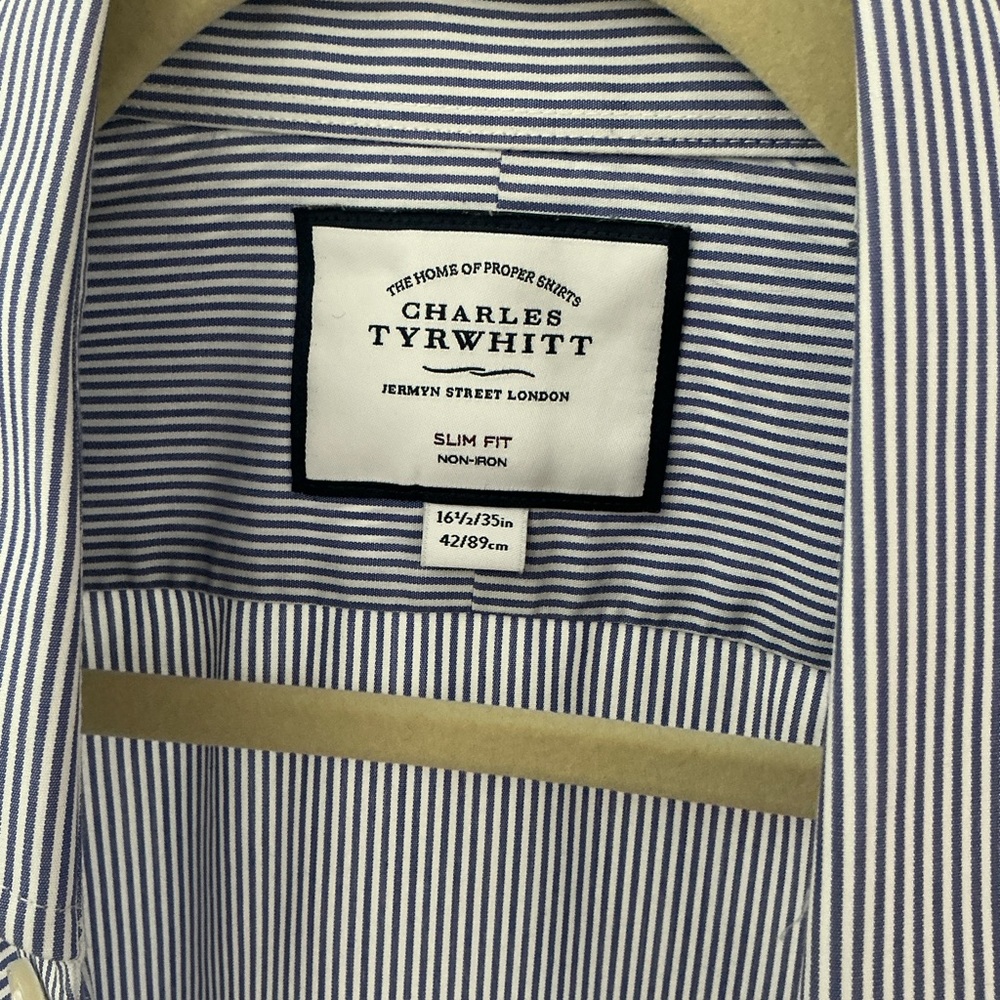 Charles Tyrwhitt Light Blue Pinstripe Dress Shirt - Picture 2 of 3